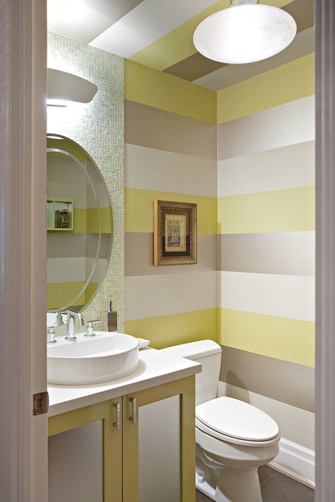 Best Buy Waco Tx for a Contemporary Powder Room with a Mosaic Backsplash and the Avenue, Powder Room by Shelley Kirsch Interior Design and Decoration