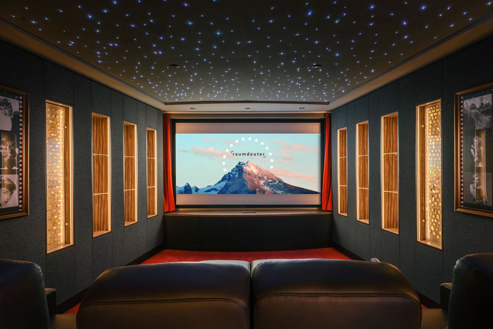 Bethesda Movie Theater for a Contemporary Home Theater with a Vitrinen and Home Cinema Berlin by Raumdeuter