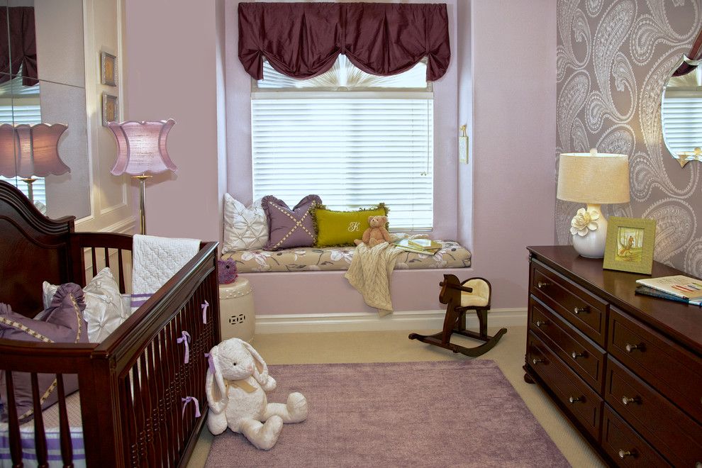 Beverly Fabrics for a Traditional Nursery with a Embroidered Pillow and Purple & Green Nursery   Mission Viejo, Ca by Rockabye Mommy, Llc