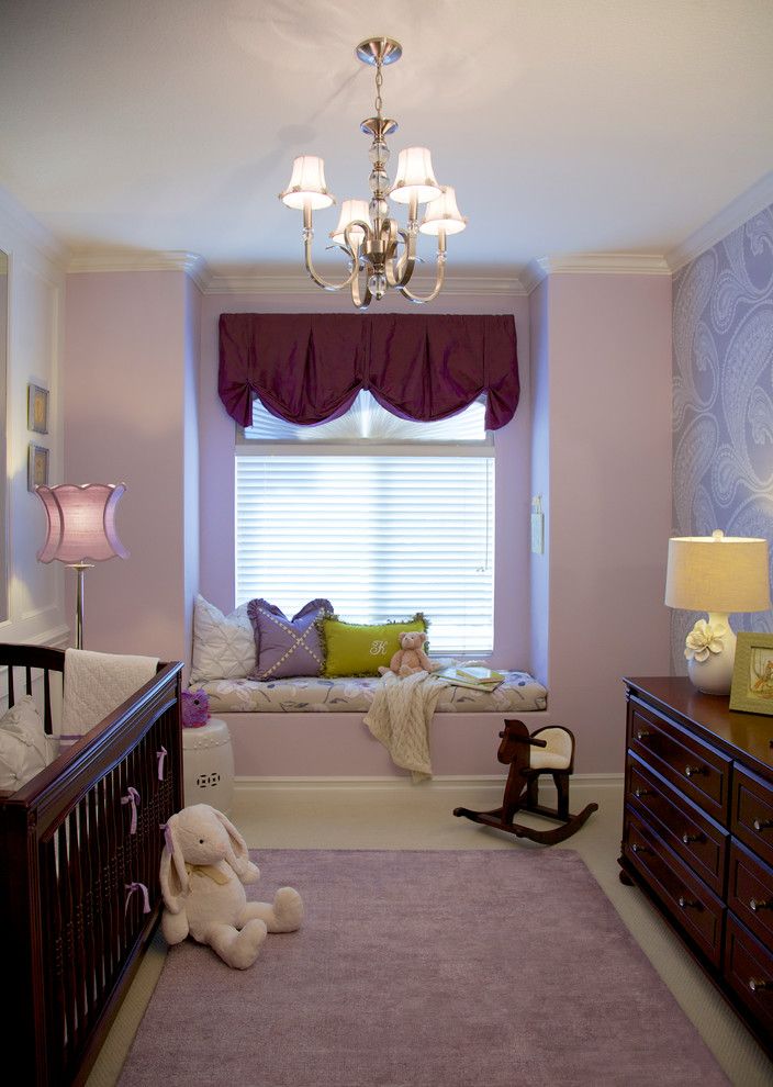 Beverly Fabrics for a Traditional Nursery with a Purple Nursery and Purple & Green Nursery   Mission Viejo, Ca by Rockabye Mommy, Llc