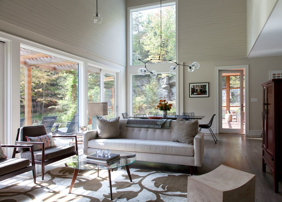 Bif Furniture for a Contemporary Living Room with a Large Windows and Woodstock Retreat by Hall Smith Office Architecture