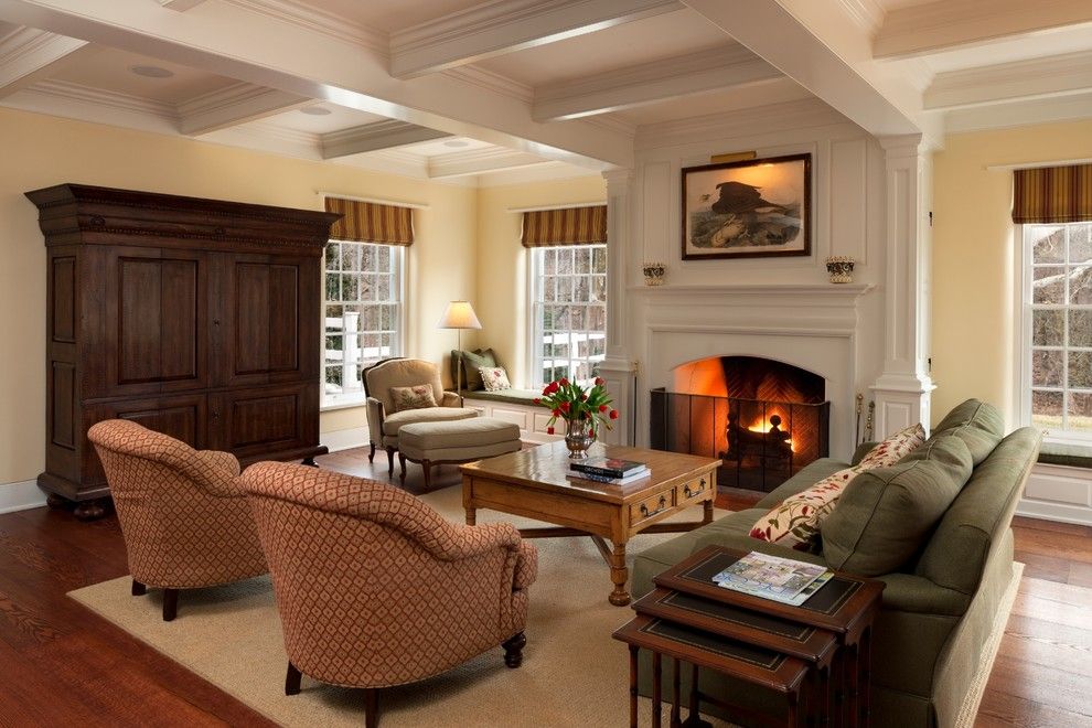 Bif Furniture for a Traditional Family Room with a Rug and Merion Square by E. B. Mahoney Builders, Inc.