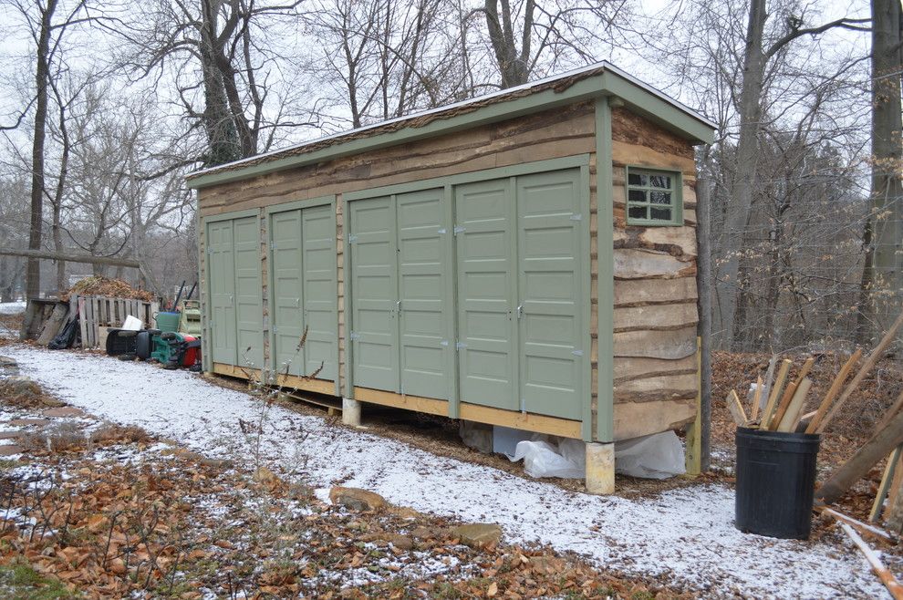 Bike Rack Omaha for a Eclectic Shed with a Green Trim and Repurposed Garden Shed by Janiczek Homes