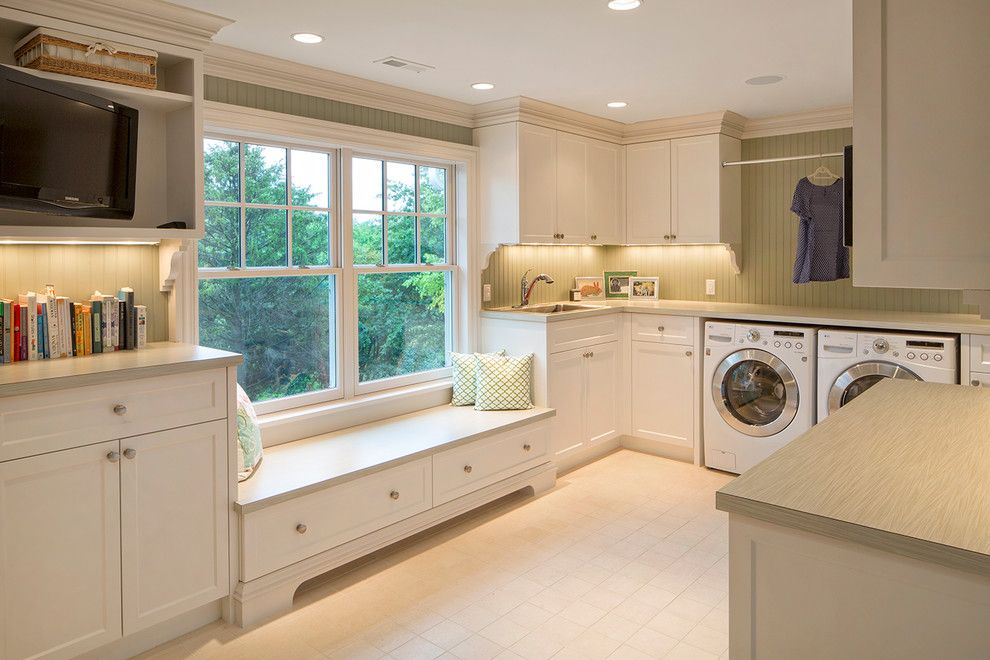 Bike Rack Omaha for a Traditional Laundry Room with a Beige Countertop and French Country by Kurt Johnson Photography