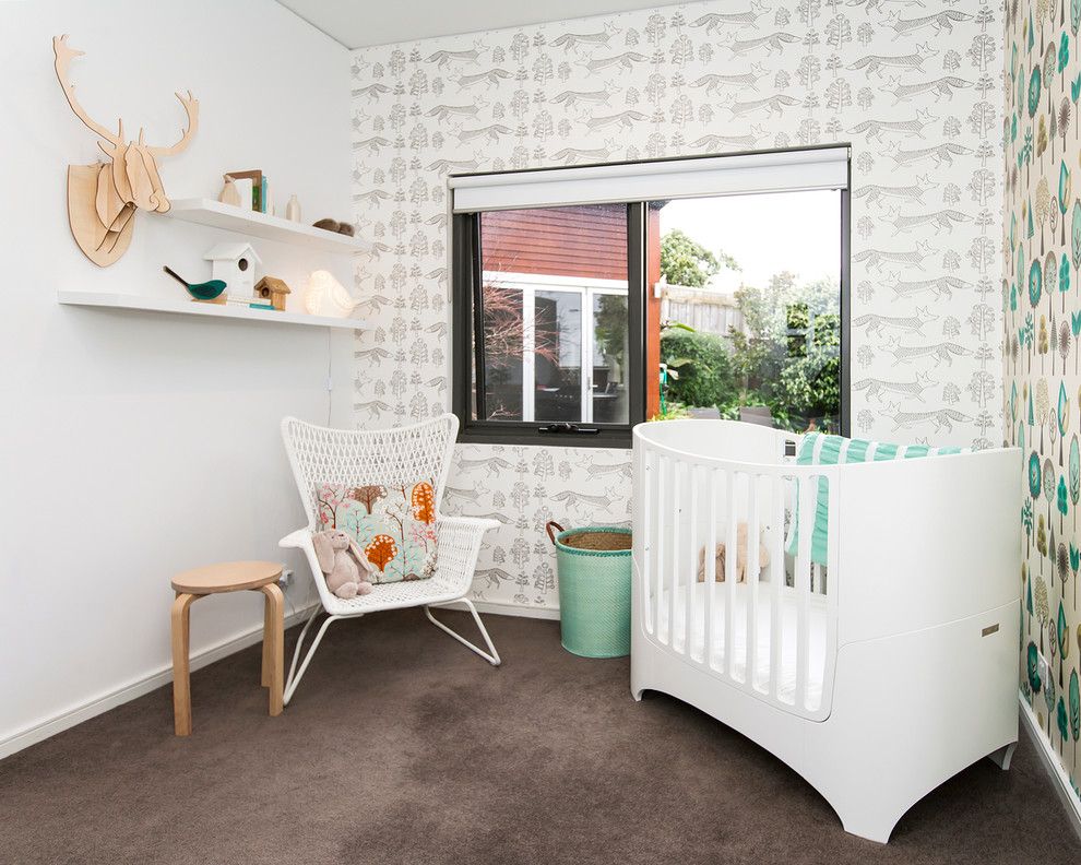 Blackman Plumbing Locations for a Contemporary Nursery with a Ikea Chair and the Oliver Project by White Elk Interiors