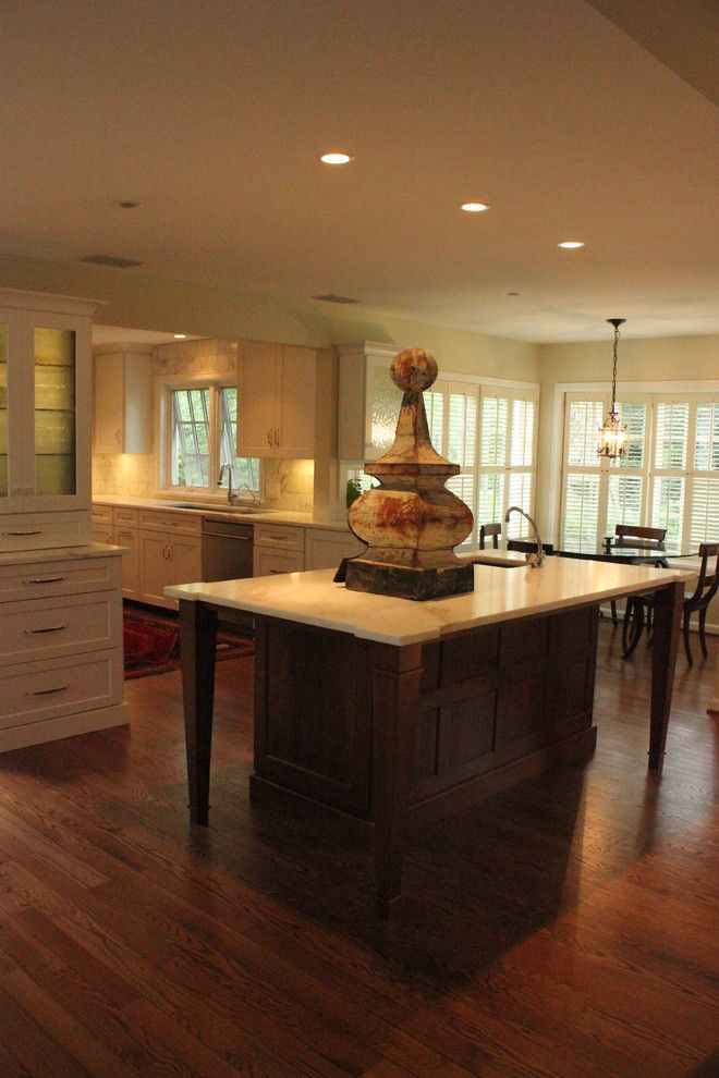 Bobrick for a Traditional Kitchen with a Contrasting Island Coffer Panel Design and Custom Kitchen by Misch Bobrick Design Llc