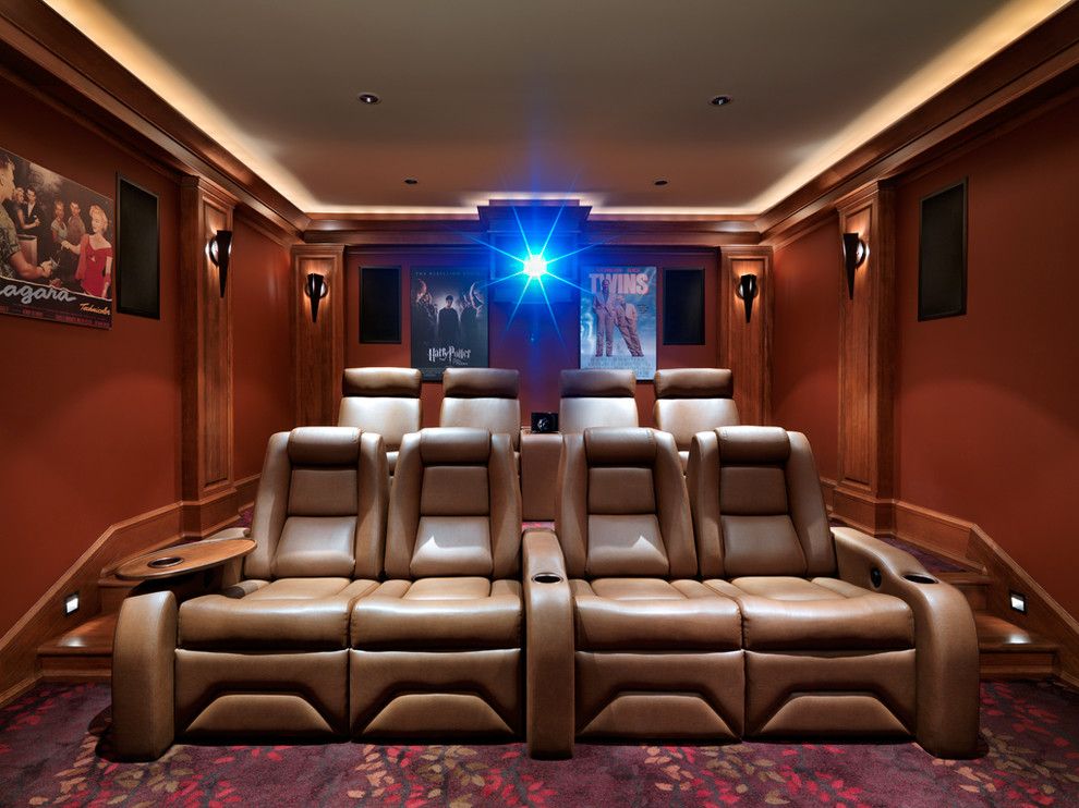 Boca Movie Theater for a Craftsman Home Theater with a Cove Lighting and Windward Oaks Custom Home   Oak Bay by Mike Knight Construction