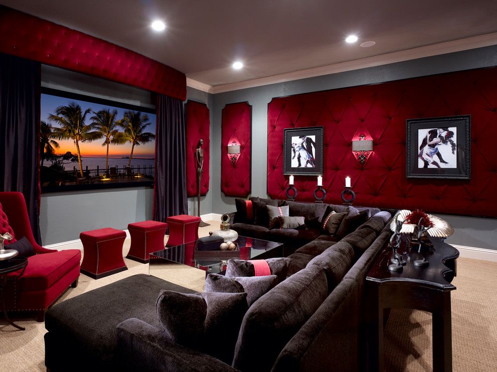 Boca Movie Theater for a Traditional Home Theater with a Home Theater and Lake Mary Rustic Style Residence by Roman Interior Design