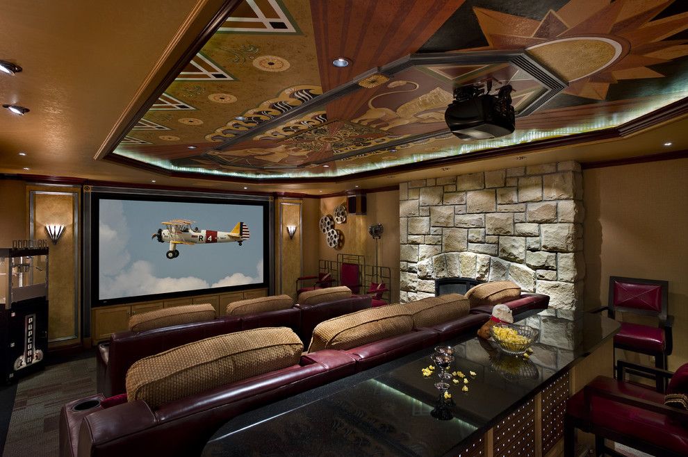 Boca Movie Theater for a Traditional Home Theater with a Stadium Seats and Art Deco Media Room by Savoy Interior Design Llc