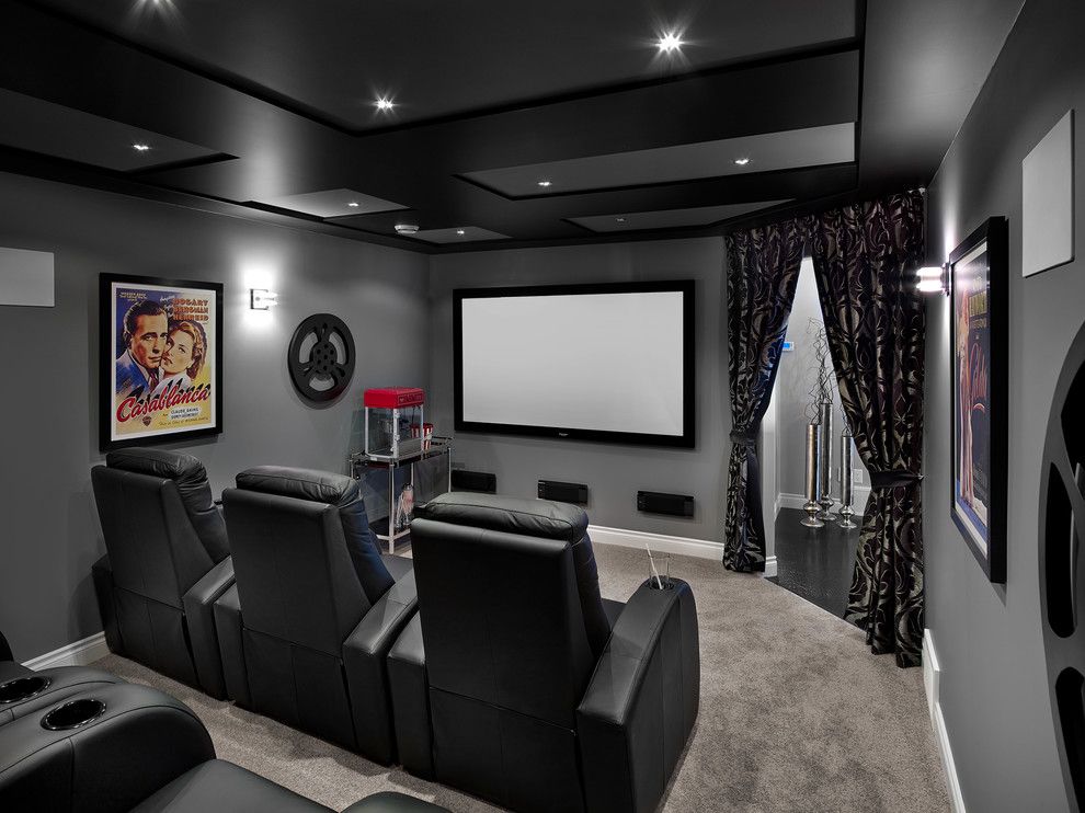 Boca Movie Theater for a Transitional Home Theater with a Black and Gray and New Hampshire in Allard by Kimberley Homes