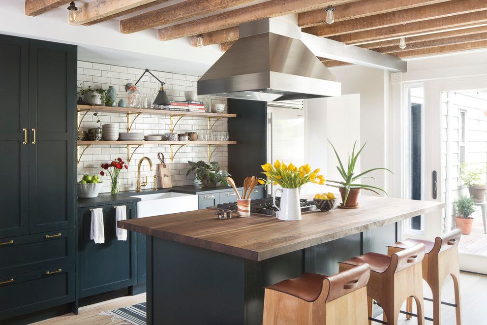 Boca Woods Country Club for a Transitional Kitchen with a Vent Hood Over Island and Greenpoint Townhouse by A.jennison Interiors