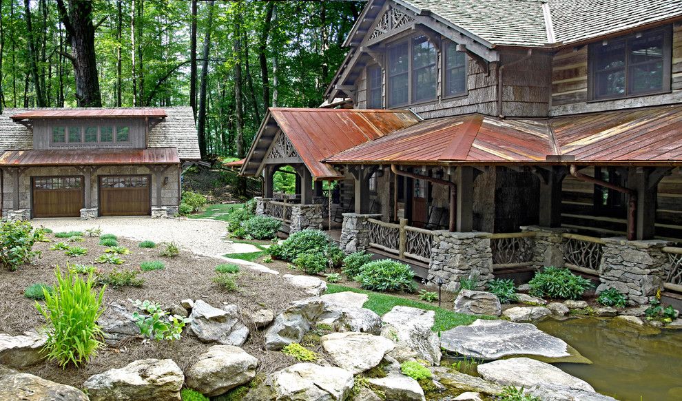 Boulder Lumber for a Rustic Exterior with a Grass and Mountain Top Residence by Appalachian Antique Hardwoods