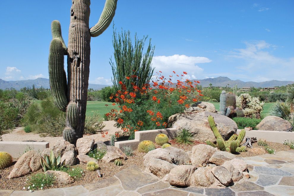 Boulders Golf for a Mediterranean Landscape with a Flagstone and the Boulders by Pascale Land Design