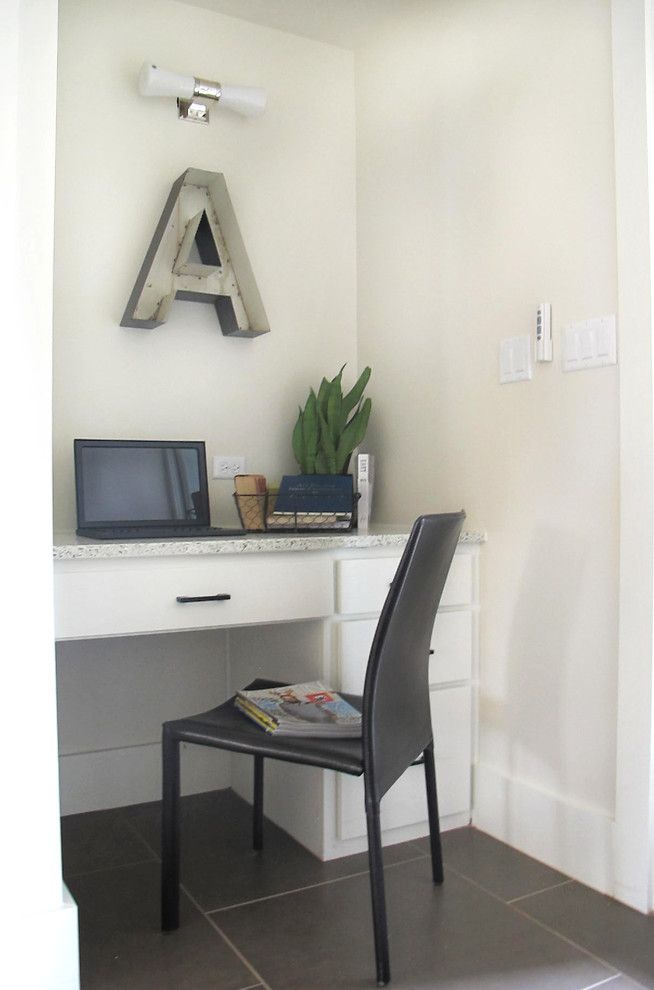 Bouldin Creek for a Contemporary Home Office with a Dark Floors and Bouldin Creek by Saavedra Design Studio