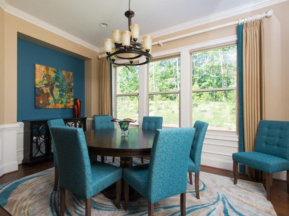 Briar Chapel for a Transitional Dining Room with a Tan Walls and Briar Chapel New Home by Sew Fine Ii Custom Window Treatments and Interiors