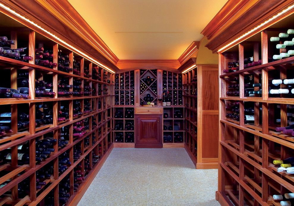 Broken Arrow Theater for a Traditional Wine Cellar with a Wine Storage and Greenwich Wine Cellar by Design Build Consultants Inc.