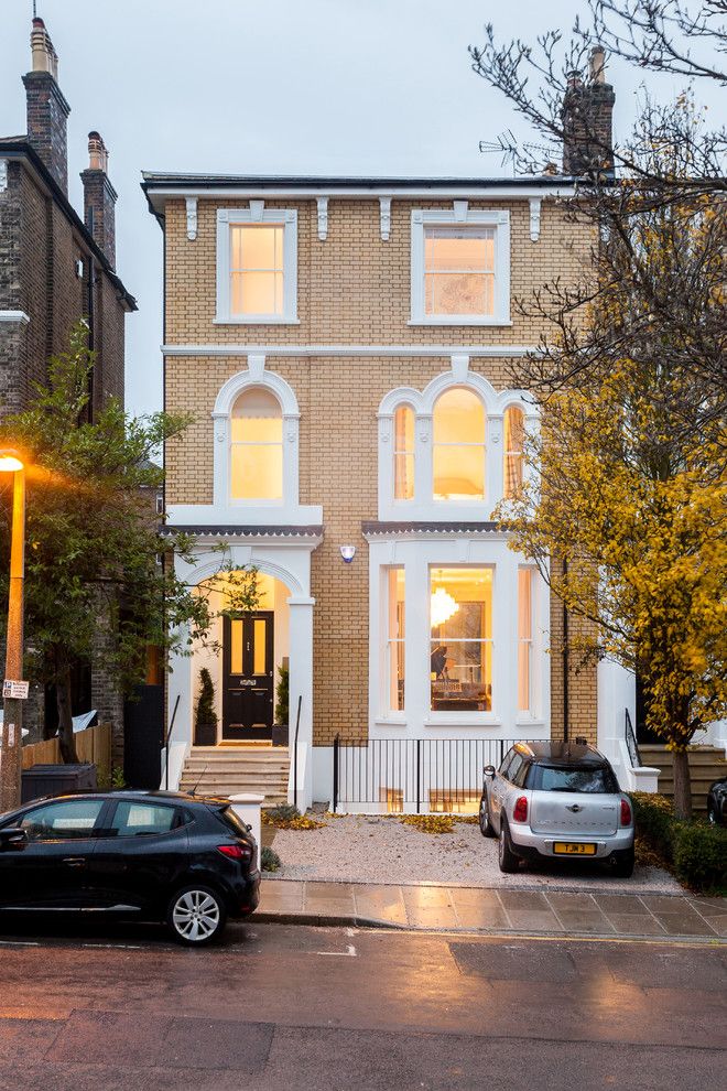 Brownstone Water Park for a Traditional Exterior with a Black Front Door and Advantage Basements London by Chris Snook
