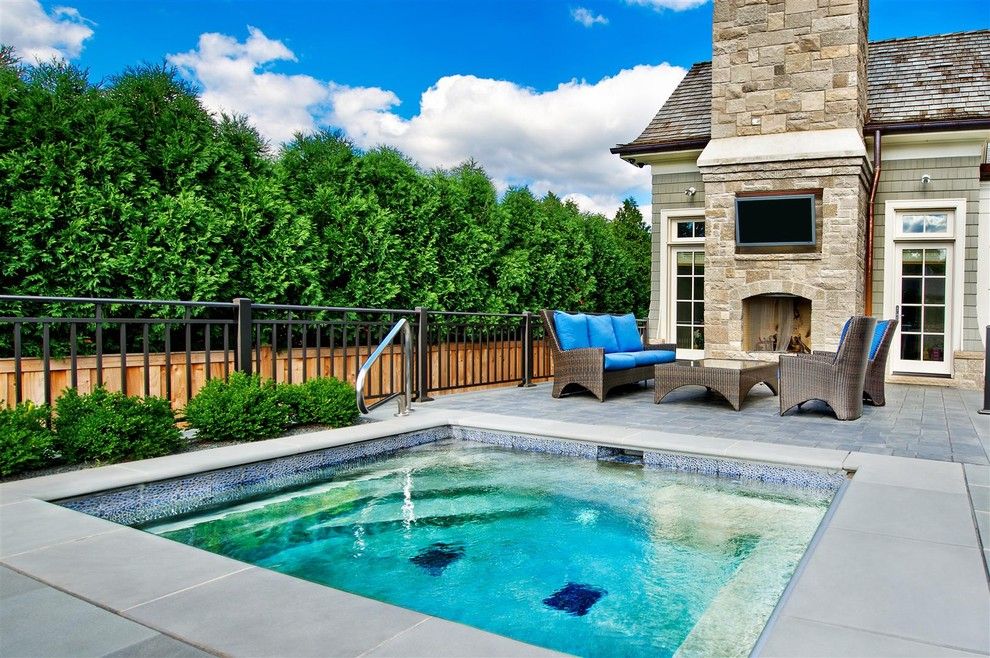 Brownstone Water Park for a Traditional Pool with a Handrail and Spa Park Ridge, Il by Platinum Poolcare