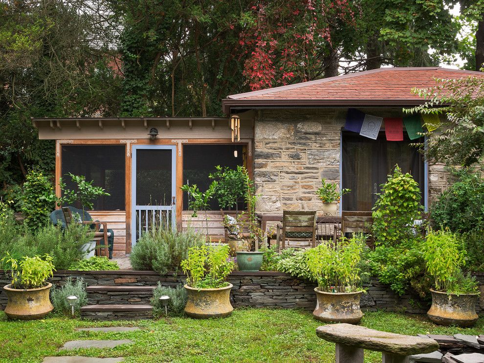 Buckminster for a Rustic Exterior with a Wind Chimes and Phil Ellena Screened in Patio by Buckminster Green Llc