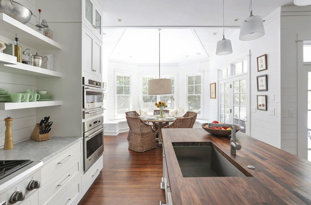 Butcher Block Nyc for a Beach Style Kitchen with a Green Glass and Sullivan's Island Family Home Renovation by Diament Builders