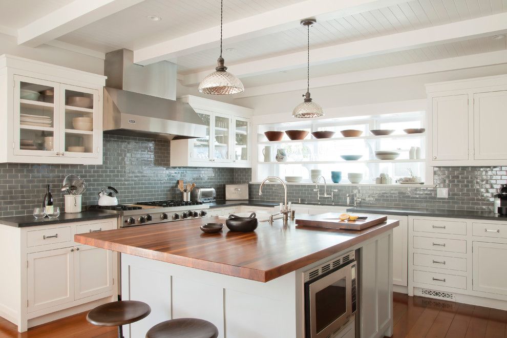 Butcher Block Nyc for a Beach Style Kitchen with a White and Santa Monica Beach House by Evens Architects