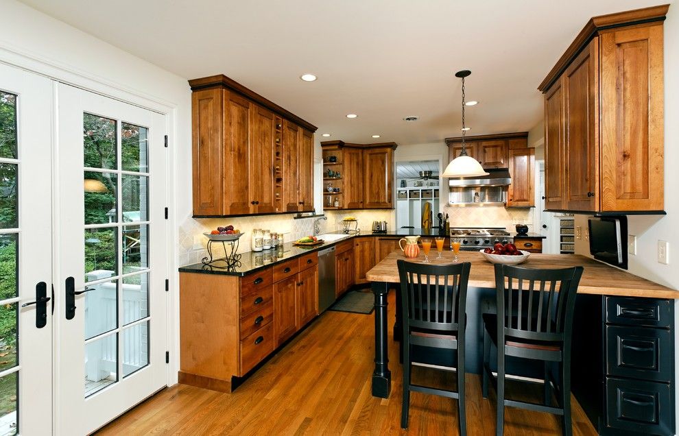 Butcher Block Nyc for a Traditional Kitchen with a Pendant Lights and Merricks Kitchen by Merrick Design and Build Inc.