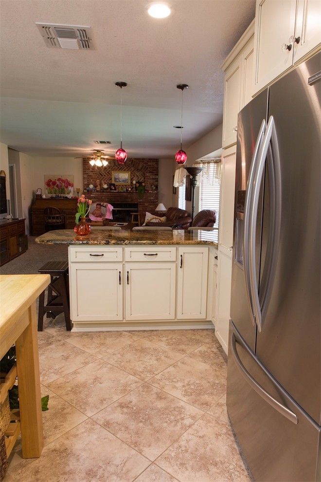 C Lazy U Ranch for a Traditional Kitchen with a Butcher Block Island and a Touch of Jewels by Dreammaker Bath & Kitchen