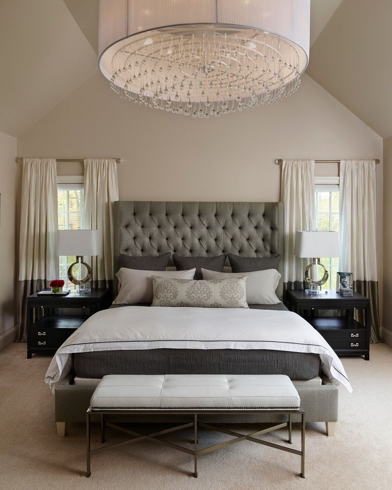 Cal King Bed Dimensions for a Transitional Bedroom with a Crystal Finials and Napa Chic Transitional Master Bedroom by Michelle Wenitsky Interior Design