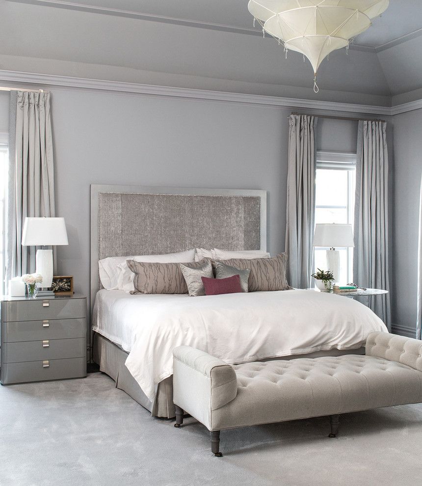 Cal King Bed Dimensions for a Transitional Bedroom with a Custom Drapery and Chestnut Hill, Ma by Evolve Residential