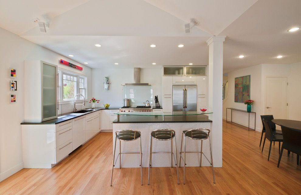 Cal King Dimensions for a Contemporary Kitchen with a Wood Floor and Maywood Ave. Home, Ann Arbor by Studio Z Architecture