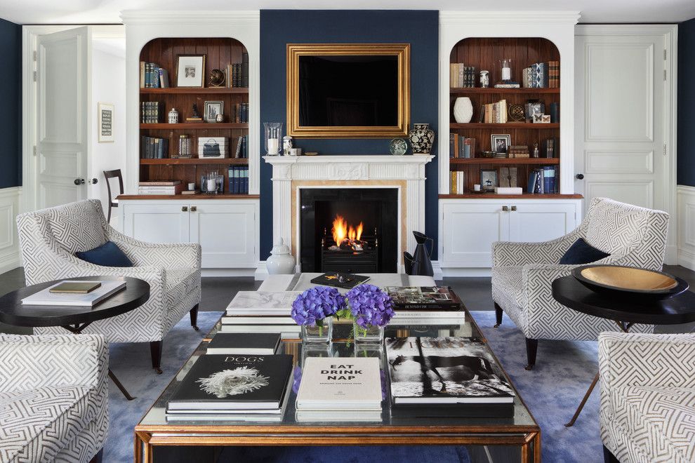 Cal King Dimensions for a Traditional Living Room with a White Fireplace Mantel and Family Residence by Oliver Burns