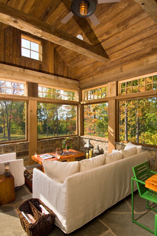 California Grizzly Bear for a Rustic Sunroom with a Magazine Holder and 2011 Showcase   Hillside Retreat by Witt Construction