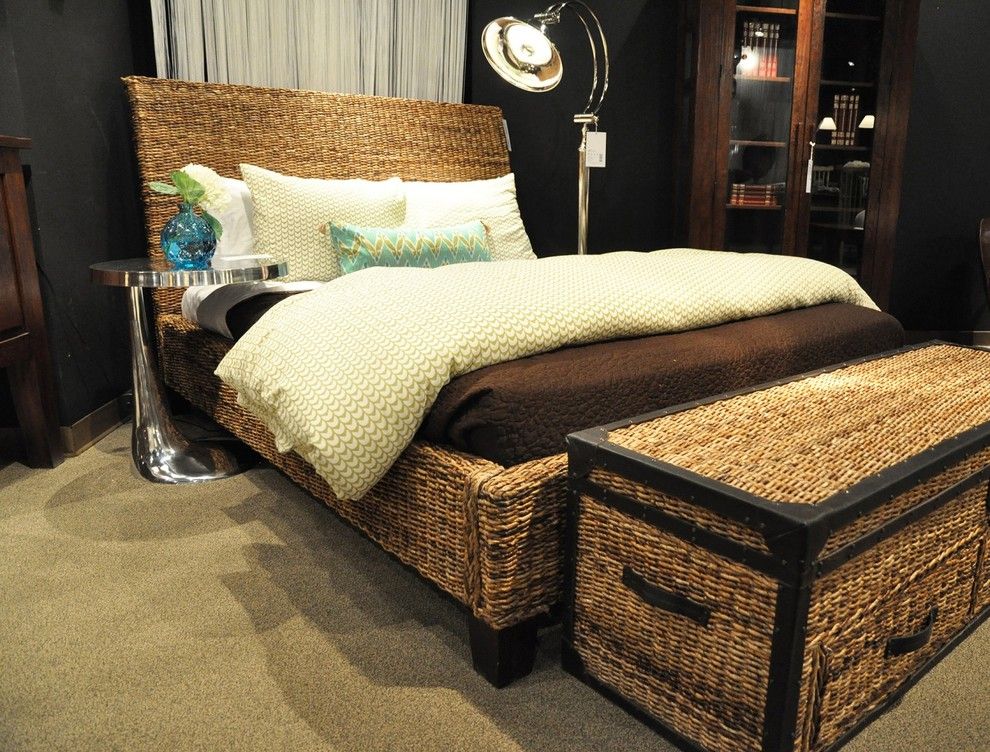 California King Bed Dimensions for a Beach Style Bedroom with a Seagrass Bed and Wicker Woven Bedroom by Zin Home