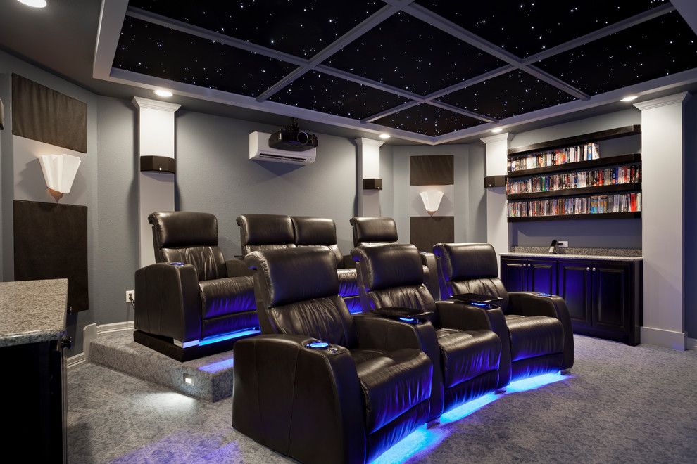 Carlisle Movie Theater for a Contemporary Home Theater with a Contemporary and South Austin Home Theater by Zuri Custom Homes & Renovations