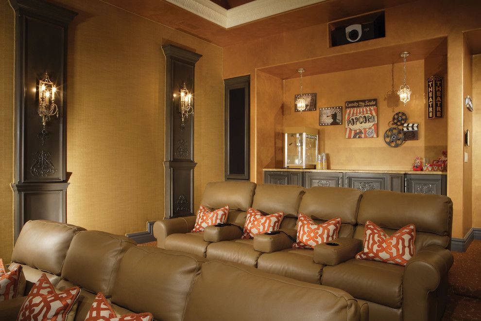 Carlisle Movie Theater for a Traditional Home Theater with a Wall Treatment and Media and Theatre Room by Eagle Luxury Properties