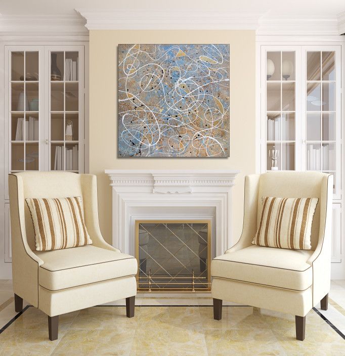 Casa Tua Miami for a Transitional Living Room with a Modern Artwork and Canvas by Casa Art Studio