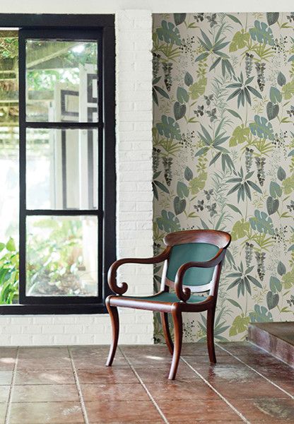 Catalina Flower for a Tropical Spaces with a Botanical Wallpaper and Catalina by Brewster Home Fashions