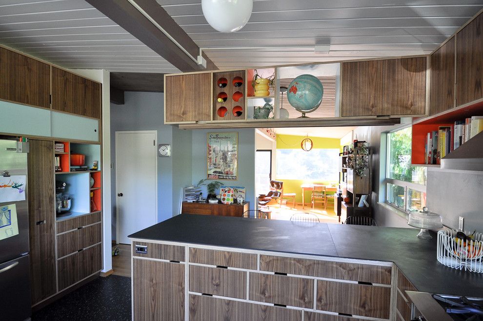 Caulked for a Modern Kitchen with a White Ceiling and Blue Ridge Mid Century Modern Kitchen by Fivedot
