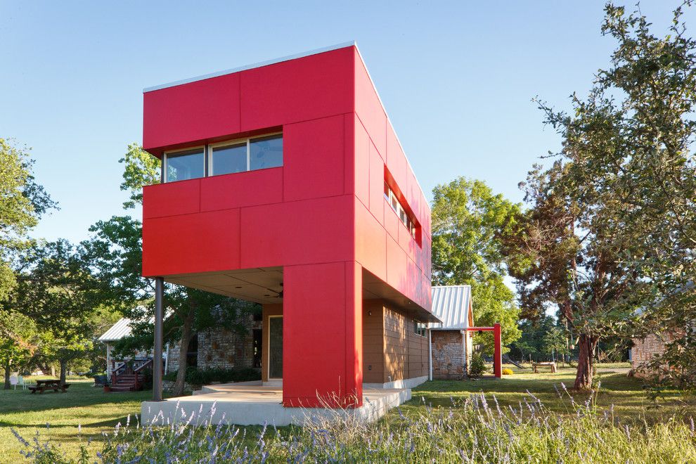 Ceco Building Systems for a Contemporary Exterior with a Sliding Windows and Bley Sleeping House by A.gruppo Architects   Dallas