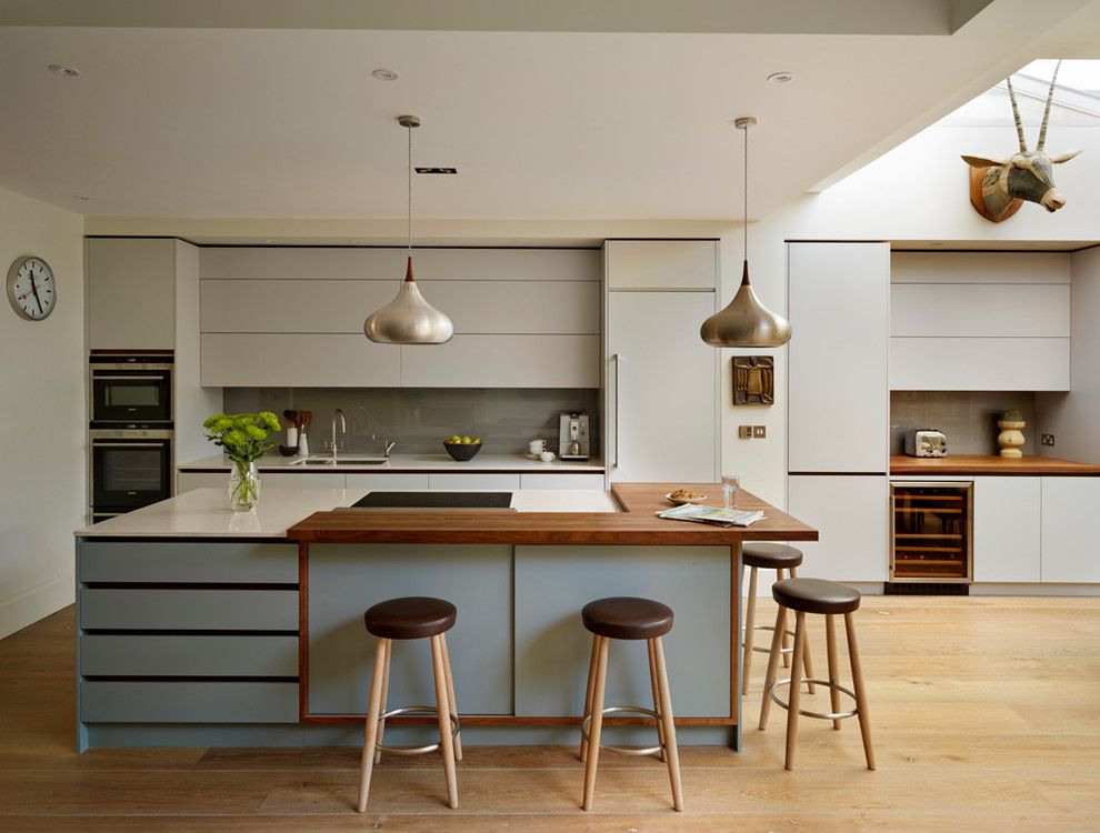 Century Walnut Creek for a Contemporary Kitchen with a Wood Countertop and Roundhouse Kitchen Work Tops by Roundhouse