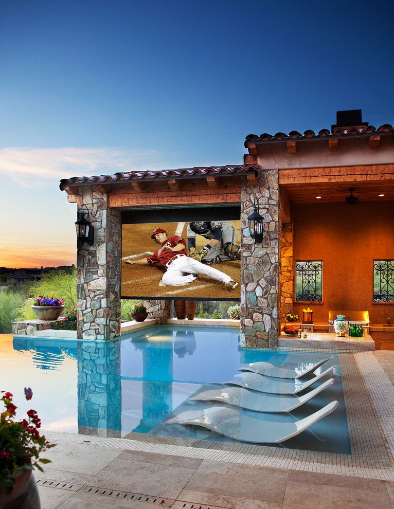 Champlin Movie Theater for a Mediterranean Pool with a Tiles and Dive in Movie Theater by Beringer Fine Homes