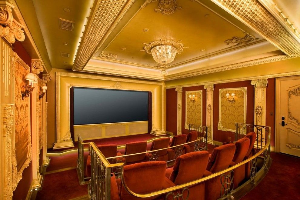 Champlin Movie Theater for a Traditional Home Theater with a Ornate Beige Door and Home Theaters by Roberts Home Audio and Video Inc.