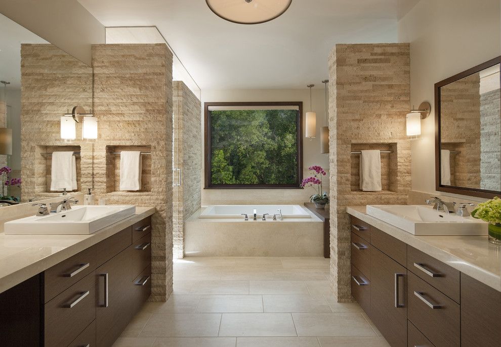 Chiseled Face for a Contemporary Bathroom with a Wall Sconces and Boulder Residence by Mosaic Architects Boulder