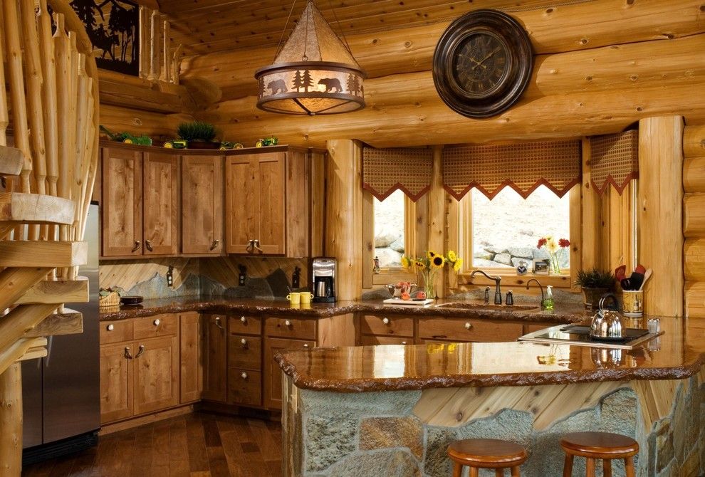 Chiseled Face for a Rustic Kitchen with a Chiseled Edge and Yakima, Wa by Summit Log & Timber Homes