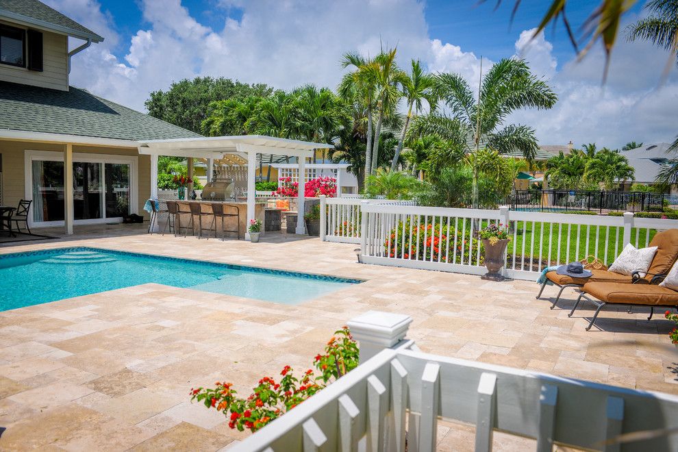 Chiseled Face for a Traditional Pool with a Traditional and Relaxation in Paradise by Helmet House Construction