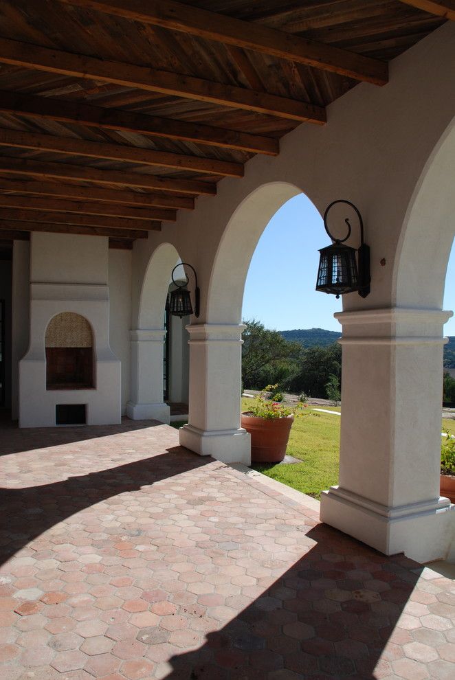 Cielo Ranch for a Mediterranean Exterior with a Mediterranean and Spanish Oaks Colonnade by Hugh Jefferson Randolph Architects