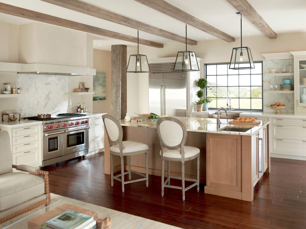 Cielo Ranch for a Transitional Kitchen with a Wood Post and Kitchens by Sub Zero and Wolf