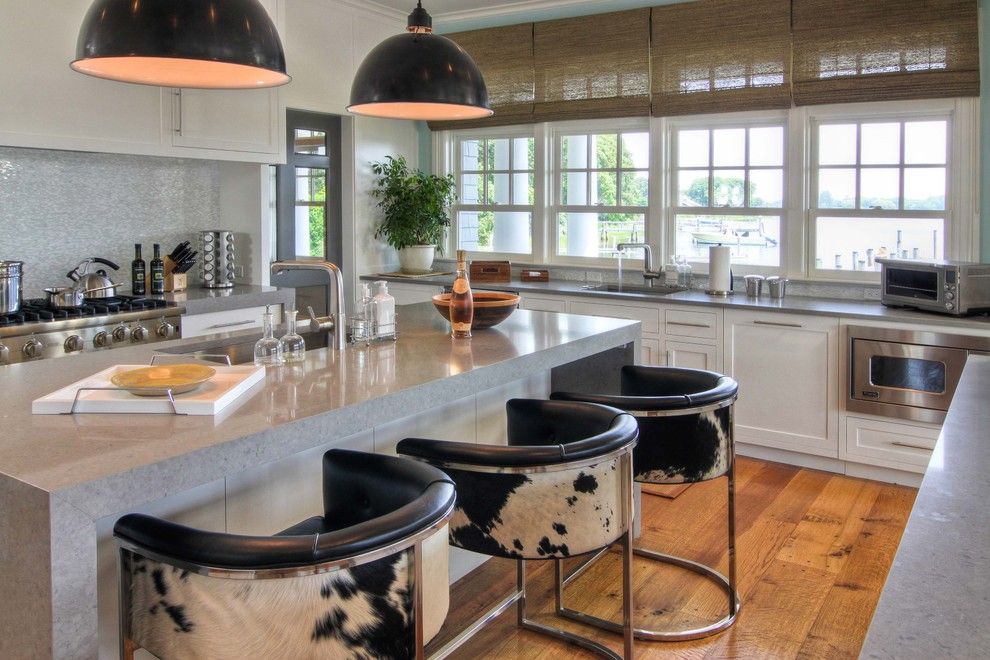 Cinder Block Dimensions for a Beach Style Kitchen with a Microwave Drawer and Sag Harbor, Ny Residence by Willey Design Llc