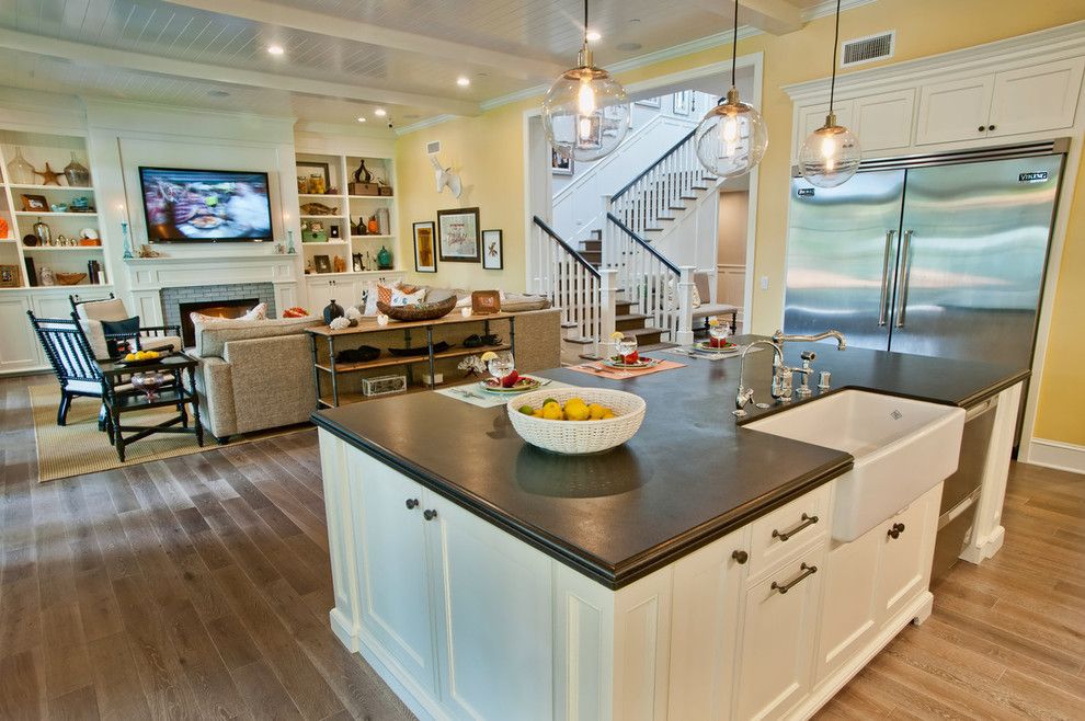 Cinder Block Dimensions for a Traditional Kitchen with a Wood Floor and Breezy Brentwood by Jill Wolff Interior Design