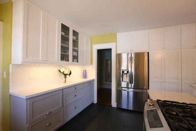 Clap Board for a Contemporary Kitchen with a Clap Board and North Park Kitchen Renovation with Shaker Cabinets by Mathis Custom Remodeling